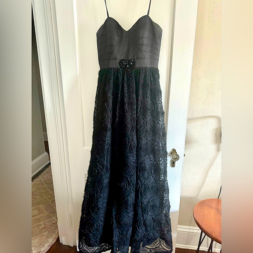 Adrianna Papell strapless black formal gown